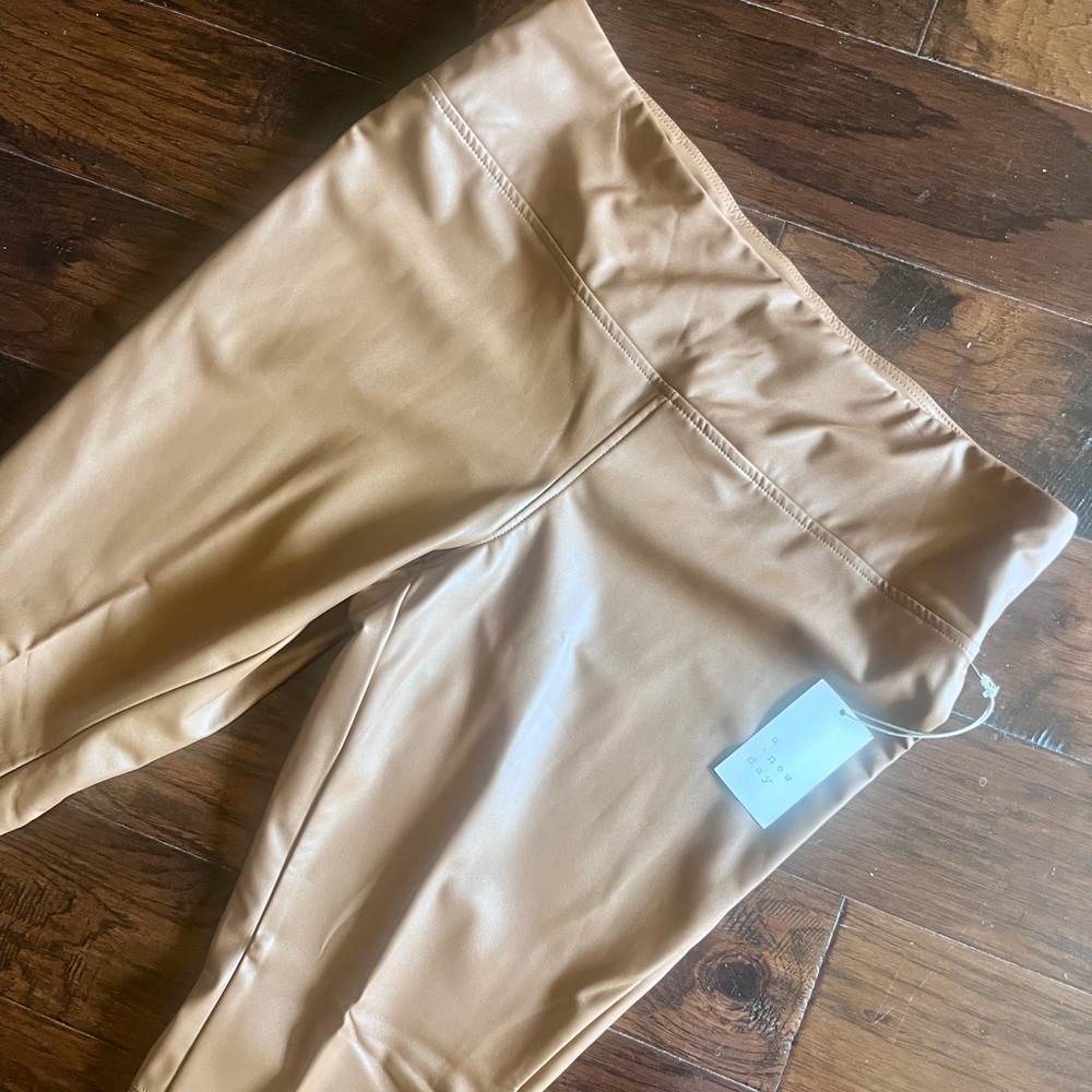 Tan leather pants